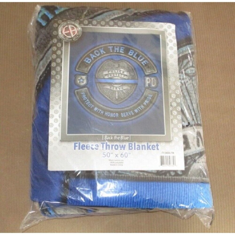 New Back the Blue Lives Plush Fleece Throw Gift Blanket Police Officer Matter - Picture 2 of 2